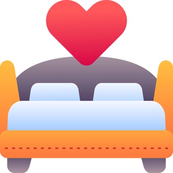 A bed with a heart on top vector