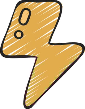 A lightning bolt icon with a yellow lightning bolt vector