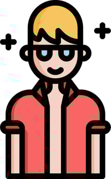 A man with glasses and a red shirt vector