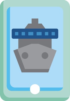 A tablet with a ship on it vector