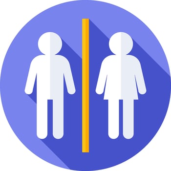 A flat icon of a man and woman in a bathroom vector