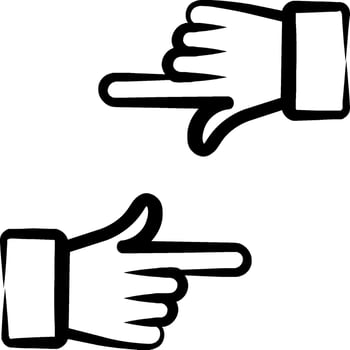 Two hands pointing at each other with one pointing up vector