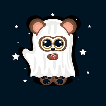 Isolated cute bear cartoon character with a ghost costume vector