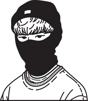 Boy wearing ski mask hand drawn art vector