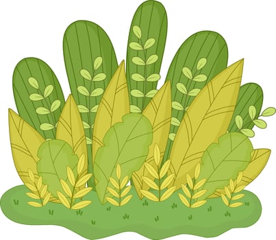 Green Spring Bushes. Simple Grass Element Collection. Flat Illustration on White Background vector