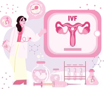 Healthcare professional presenting in vitro fertilization process. illustration vector