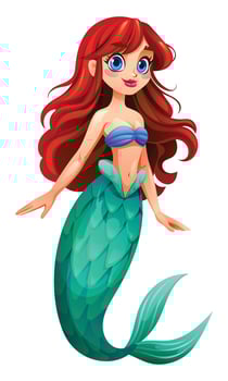 Beautiful mermaid character. Cartoon illustration vector