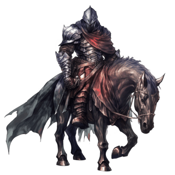 Armored Knight Riding a Dark Horse png