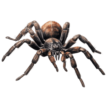 Watercolor Illustration of a Large Brown Spider with Eight Legs png