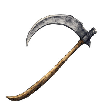 A Hand-Drawn Illustration of a Curved Metal and Wooden Weapon png