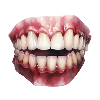A close-up watercolor illustration of a human mouth with teeth png