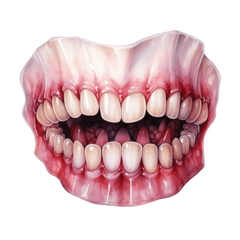 Watercolor Illustration of a Detailed Open Mouth with Teeth png