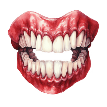 Watercolor Painting of a Mouth with Exposed Teeth png