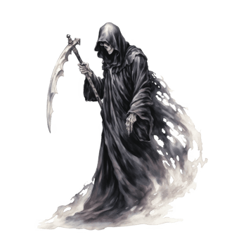 Grim Reaper with Scythe and Disintegrating Robe png