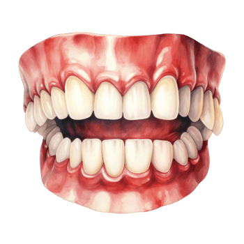 Watercolor Illustration of a Human Mouth with Teeth png