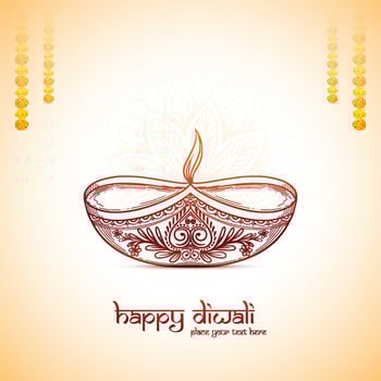 Happy diwali celebration background with decorative diya design vector