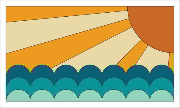Background sun and sea retro unique design vector