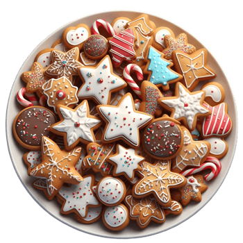 Festive christmas cookie platter png