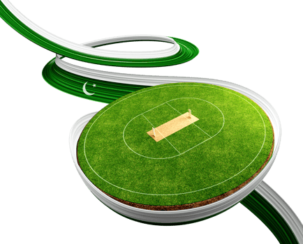 3d Wavy Ribbon Flag Of Pakistan With Cricket Stadium Grass Cricket Pitch Game Field 3d Illustration png
