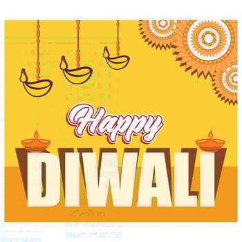 Happy Diwali With Oil Lamp. Flat modern illustration vector