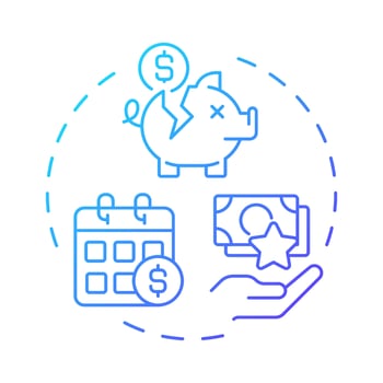 Lost wages blue gradient concept icon. Injury claim, compensation. Corporate management. Round shape line illustration. Abstract idea. Graphic design. Easy to use in infographic, presentation vector