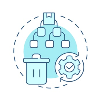 End-of-life product management soft blue concept icon. Reverse logistics type. Waste disposal. Round shape line illustration. Abstract idea. Graphic design. Easy to use in articles vector