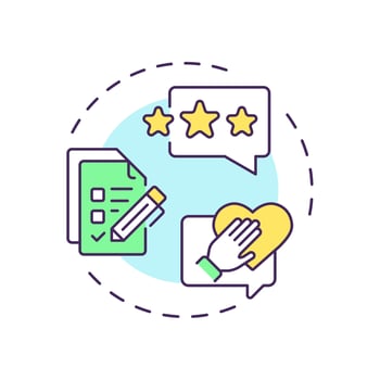 Explicit feedback multi color concept icon. User preferences, data management. Service rating. Round shape line illustration. Abstract idea. Graphic design. Easy to use article, blog post vector