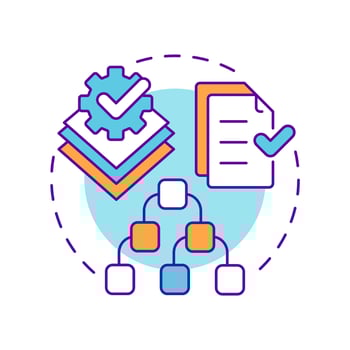 Hierarchical sop multi color concept icon. Hierarchy structure, compliance guidelines. Round shape line illustration. Abstract idea. Graphic design. Easy to use in infographic, presentation vector