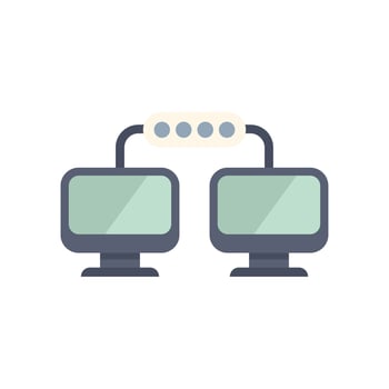 Computers sharing data through cable connection transferring files vector