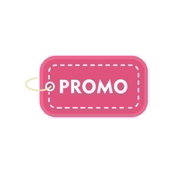 Pink promo tag announcing promotion with string vector