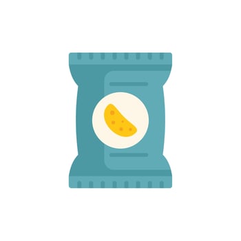 Blue foil package containing potato chips illustration vector
