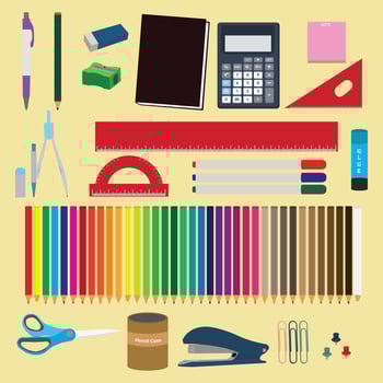 collection of various kinds of school equipment vector