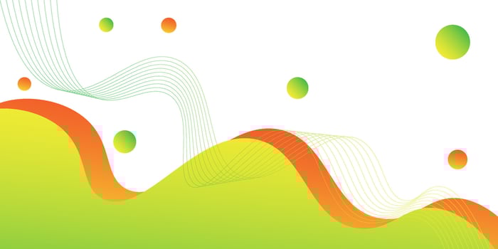 Modern green and orange geometric business banner design. Creative banner design with wave shapes and fluid lines on white background as a template. vector