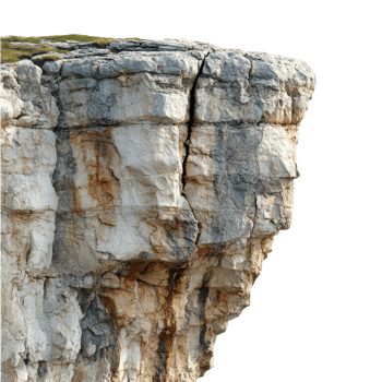 A cliff with a large rock on top png