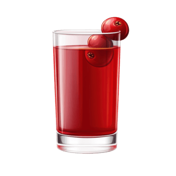 A glass of cranberry juice with two cherries png