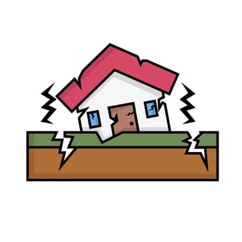 Earthquake shaking and house icon. Catastrophe icon. vector