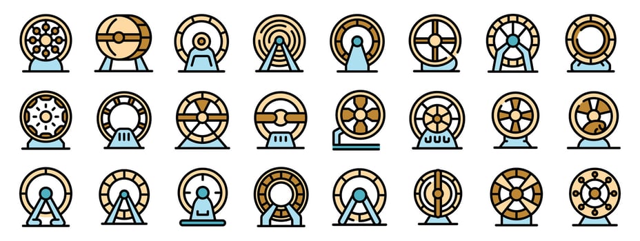 Hamster wheel toy set showing different styles and designs for exercise and play vector