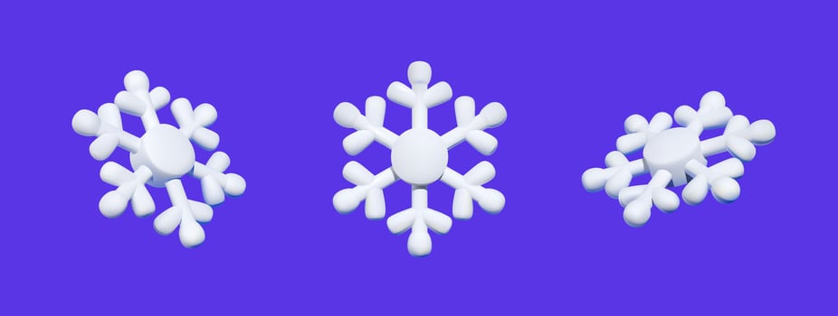 3D white snowflake icons. vector