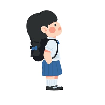 Kid girl standing with looking up vector
