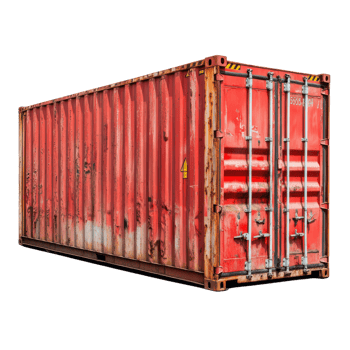 A red container with a rusty door png