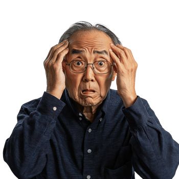 An older man with glasses and a shocked expression png