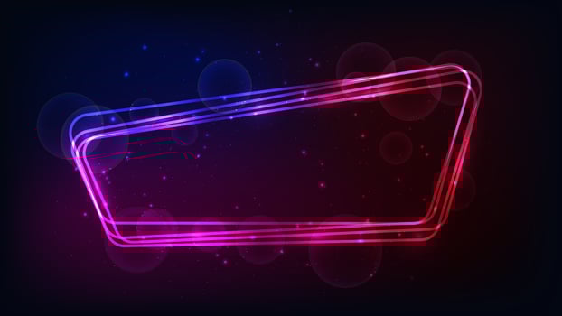 Neon rounded frame with shining effects and sparkles vector