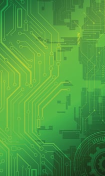 Abstract circuit board green gradient technology wallpaper vector