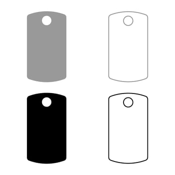Dog tag military soldier animal tokens for collar set icon grey black color illustration image solid fill outline contour line thin flat style vector