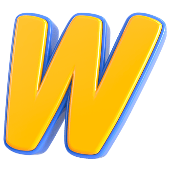 W Font 3D Yellow And Blue png