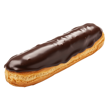 Delicious chocolate eclair, a classic French pastry with a light and fluffy texture.isolated on transparent background png