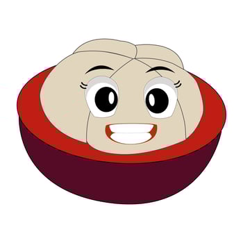 Cute Mangosteen Fruit Character Illustration mascot or icon cartoon style for advertising product. Eps 10 vector