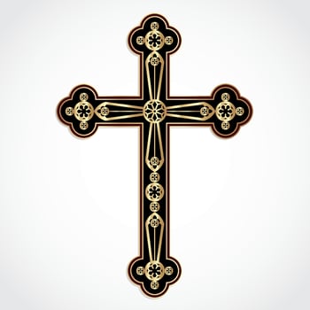 cross with golden gothic ornamental decoration vector