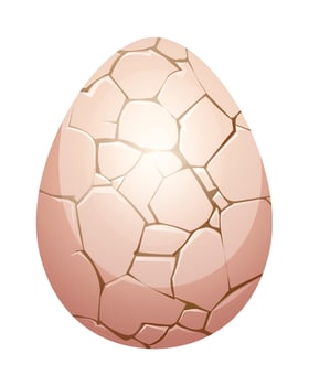 Cracked egg, ready to hatch with light cracks across the shell. Cartoon illustration vector