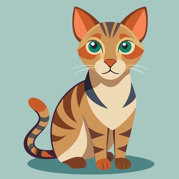A cartoon cat with green eyes and stripes vector